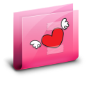 Folder Winged Heart Pink Icon
